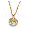 Collares con Dije 04.156.0155.20 Oro Laminado, Diseño de Delfín, con Zirconia Cubica Blanca, Pulido, Tono Dorado (Grosor 02 MM, 20 Pulgadas de Largo)