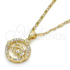 Collares con Dije 04.156.0156.20 Oro Laminado, Diseño de Delfín, con Blanca Zirconia Cubica, Pulido, Tono Dorado (02 MM Thickness, 20 Inches Length)