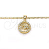 Collares con Dije 04.156.0156.20 Oro Laminado, Diseño de Delfín, con Blanca Zirconia Cubica, Pulido, Tono Dorado (02 MM Thickness, 20 Inches Length)