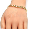 Pulsera Elegante 03.100.0047.08 Oro Laminado, Diseño de Corazón, Pulido, Tono Dorado (07 MM Thickness, 8 Inches Length)