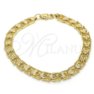 Pulsera Elegante 03.100.0047.08 Oro Laminado, Diseño de Corazón, Pulido, Tono Dorado (07 MM Thickness, 8 Inches Length)