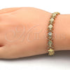 Pulsera Elegante 03.100.0049.07 Oro Laminado, Diseño de Flor, Diamantado, Tono Dorado (08 MM Thickness, 7 Inches Length)