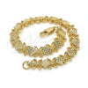 Pulsera Elegante 03.100.0049.07 Oro Laminado, Diseño de Flor, Diamantado, Tono Dorado (08 MM Thickness, 7 Inches Length)