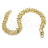 Pulsera Elegante 03.100.0049.07 Oro Laminado, Diseño de Flor, Diamantado, Tono Dorado (08 MM Thickness, 7 Inches Length)