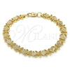 Pulsera Elegante 03.100.0049.07 Oro Laminado, Diseño de Flor, Diamantado, Tono Dorado (08 MM Thickness, 7 Inches Length)