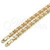 Pulsera Elegante 03.100.0049.07 Oro Laminado, Diseño de Flor, Diamantado, Tono Dorado (08 MM Thickness, 7 Inches Length)