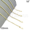 Gargantilla Basica 04.213.0137.18 Oro Laminado, Diseño de Bola, Diamantado, Tono Dorado (03 MM Thickness, 18 Inches Length)