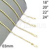 Gargantilla Basica 04.213.0137.18 Oro Laminado, Diseño de Bola, Diamantado, Tono Dorado (03 MM Thickness, 18 Inches Length)