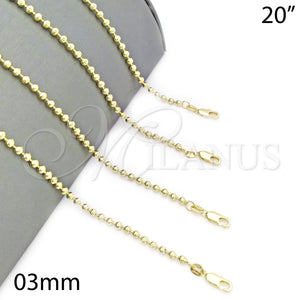 Gargantilla Basica 04.213.0137.20 Oro Laminado, Diamantado, Tono Dorado (03 MM Thickness, 20 Inches Length)