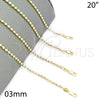 Gargantilla Basica 04.213.0137.20 Oro Laminado, Diamantado, Tono Dorado (03 MM Thickness, 20 Inches Length)