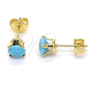 Arete Dormilona 5.128.165 Oro Laminado, con Turquoise Zirconia Cubica, Pulido, Tono Dorado