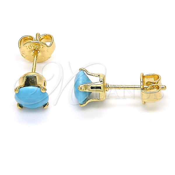 Arete Dormilona 5.128.165 Oro Laminado, con Turquoise Zirconia Cubica, Pulido, Tono Dorado