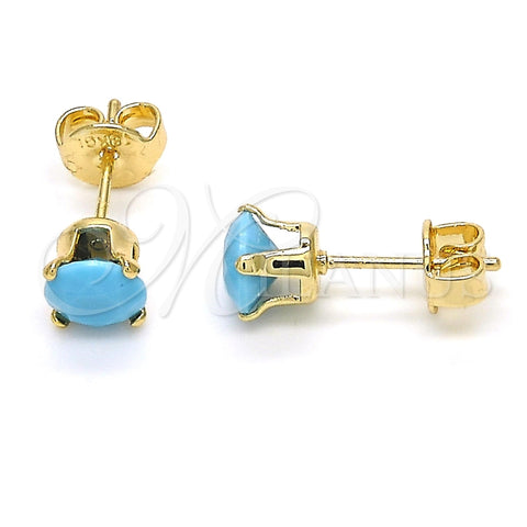 Arete Dormilona 5.128.165 Oro Laminado, con Turquoise Zirconia Cubica, Pulido, Tono Dorado