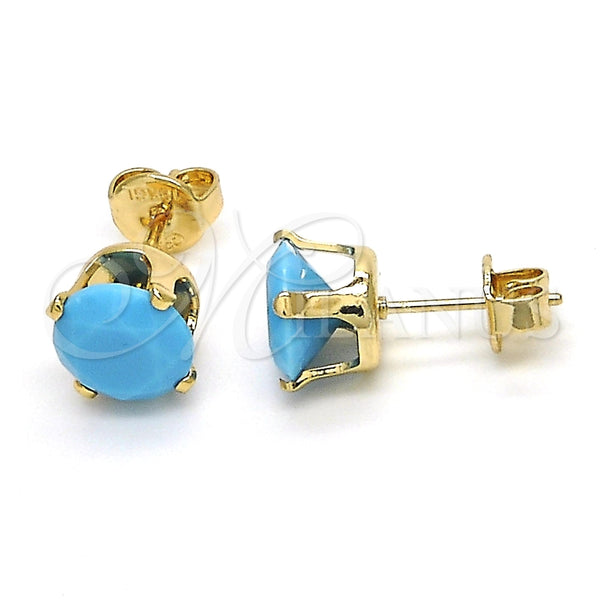 Arete Dormilona 5.128.165.1 Oro Laminado, con Turquoise Zirconia Cubica, Pulido, Tono Dorado