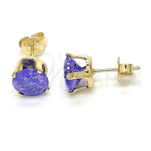 Arete Dormilona 5.128.166 Oro Laminado, con Amatista Zirconia Cubica, Pulido, Tono Dorado