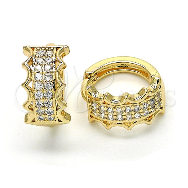 Argolla Pequeña 02.210.0141.15 Oro Laminado, con Blanca Zirconia Cubica, Pulido, Tono Dorado
