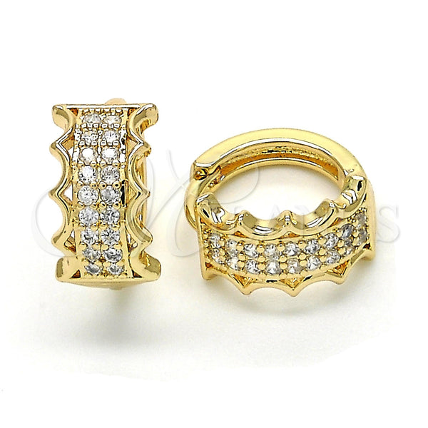 Argolla Pequeña 02.210.0141.15 Oro Laminado, con Blanca Zirconia Cubica, Pulido, Tono Dorado