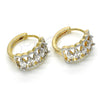 Argolla Huggie 02.210.0142.15 Oro Laminado, con Blanca Zirconia Cubica, Pulido, Dos Tonos