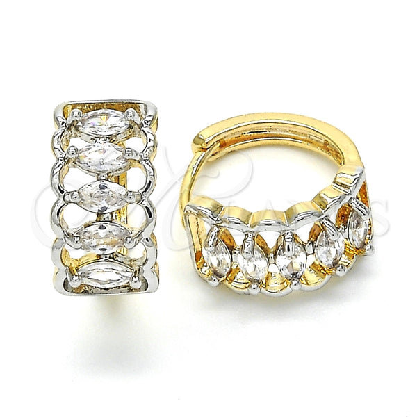 Argolla Huggie 02.210.0142.15 Oro Laminado, con Blanca Zirconia Cubica, Pulido, Dos Tonos