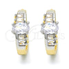 Argolla Huggie 02.210.0143.15 Oro Laminado, Diseño de Baguette, con Blanca Zirconia Cubica, Pulido, Dos Tonos