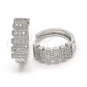 Argolla Huggie 02.210.0150.1.20 Rodio Laminado, con Zirconia Cubica Blanca, Pulido, Rodinado