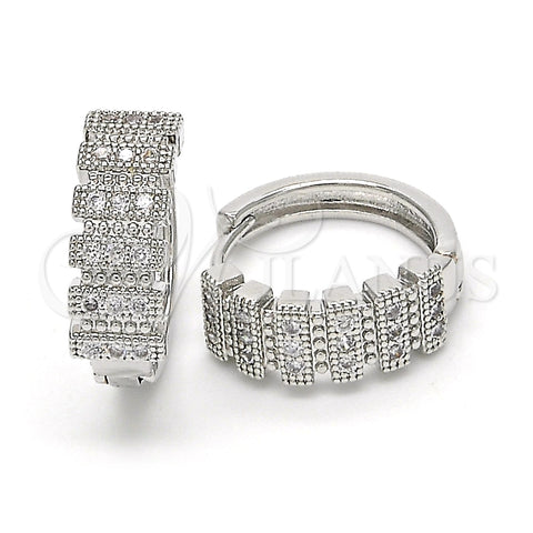 Argolla Huggie 02.210.0150.1.20 Rodio Laminado, con Zirconia Cubica Blanca, Pulido, Rodinado