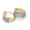 Argolla Huggie 02.210.0151.15 Oro Laminado, con Blanca Zirconia Cubica, Pulido, Dos Tonos