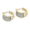 Argolla Huggie 02.210.0151.15 Oro Laminado, con Blanca Zirconia Cubica, Pulido, Dos Tonos