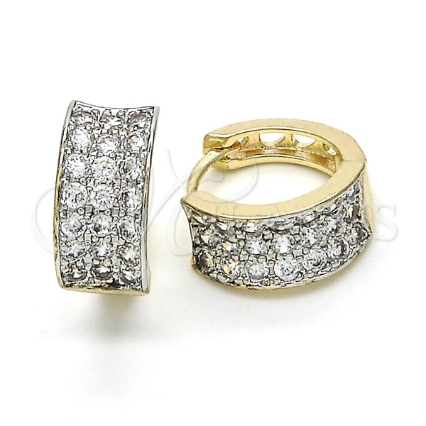 Argolla Huggie 02.210.0151.15 Oro Laminado, con Blanca Zirconia Cubica, Pulido, Dos Tonos