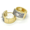 Argolla Huggie 02.210.0153.15 Oro Laminado, con Blanca Zirconia Cubica, Pulido, Dos Tonos