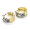 Argolla Huggie 02.210.0153.15 Oro Laminado, con Blanca Zirconia Cubica, Pulido, Dos Tonos