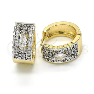 Argolla Huggie 02.210.0153.15 Oro Laminado, con Blanca Zirconia Cubica, Pulido, Dos Tonos