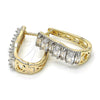 Argolla Huggie 02.267.0008.5.15 Oro Laminado, con Blanca Zirconia Cubica, Pulido, Dos Tonos