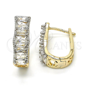 Argolla Huggie 02.267.0008.5.15 Oro Laminado, con Blanca Zirconia Cubica, Pulido, Dos Tonos