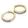 Argolla Huggie 02.210.0106.10.25 Oro Laminado, con Blanca Zirconia Cubica, Pulido, Dos Tonos
