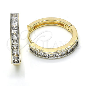 Argolla Huggie 02.210.0106.10.25 Oro Laminado, con Blanca Zirconia Cubica, Pulido, Dos Tonos
