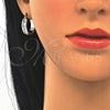 Argolla Pequeña 02.99.0009.2.20 Rodio Laminado, Diseño de Baguette, con Zirconia Cubica Blanca, Pulido, Rodinado