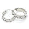 Argolla Pequeña 02.99.0009.2.20 Rodio Laminado, Diseño de Baguette, con Zirconia Cubica Blanca, Pulido, Rodinado