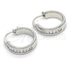 Argolla Pequeña 02.99.0009.2.20 Rodio Laminado, Diseño de Baguette, con Zirconia Cubica Blanca, Pulido, Rodinado