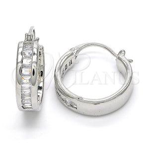 Argolla Pequeña 02.99.0009.2.20 Rodio Laminado, Diseño de Baguette, con Zirconia Cubica Blanca, Pulido, Rodinado