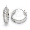 Argolla Pequeña 02.99.0009.2.20 Rodio Laminado, Diseño de Baguette, con Zirconia Cubica Blanca, Pulido, Rodinado