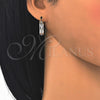 Argolla Pequeña 02.99.0009.3.20 Oro Laminado, Diseño de Baguette, con Blanca Zirconia Cubica, Pulido, Dos Tonos
