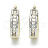 Argolla Pequeña 02.99.0009.3.20 Oro Laminado, Diseño de Baguette, con Blanca Zirconia Cubica, Pulido, Dos Tonos