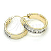 Argolla Pequeña 02.99.0009.3.20 Oro Laminado, Diseño de Baguette, con Blanca Zirconia Cubica, Pulido, Dos Tonos