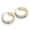 Argolla Pequeña 02.99.0009.3.20 Oro Laminado, Diseño de Baguette, con Blanca Zirconia Cubica, Pulido, Dos Tonos