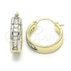 Argolla Pequeña 02.99.0009.3.20 Oro Laminado, Diseño de Baguette, con Blanca Zirconia Cubica, Pulido, Dos Tonos