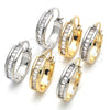 Argolla Pequeña 02.99.0009.3.20 Oro Laminado, Diseño de Baguette, con Blanca Zirconia Cubica, Pulido, Dos Tonos