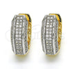 Argolla Huggie 02.210.0061.2.20 Oro Laminado, con Blanca Micro Pave, Pulido, Dos Tonos