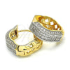 Argolla Huggie 02.210.0061.2.20 Oro Laminado, con Blanca Micro Pave, Pulido, Dos Tonos