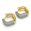 Argolla Huggie 02.210.0061.2.20 Oro Laminado, con Blanca Micro Pave, Pulido, Dos Tonos